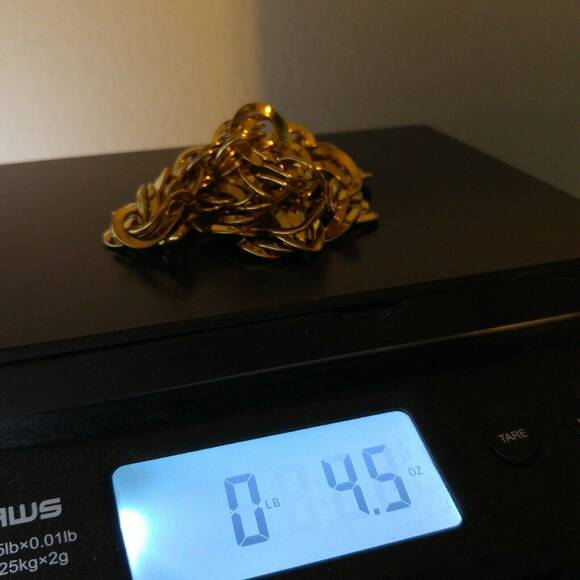 Vintage Monet Chunky Double Link Gold Chain Necklace 1980s Statement Jewelry 21" - Picture 10 of 10